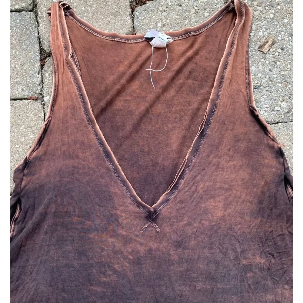 WE THE FREE PEOPLE latte brown black BURNOUT TANK TOP sz S - Picture 3 of 6